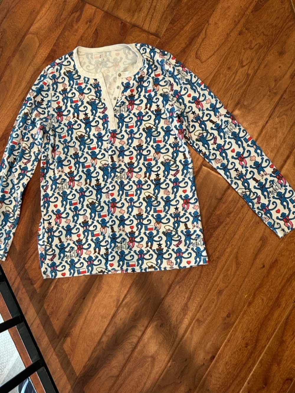 ROLLER RABBIT Dallas Texas Cowboy Monkey LS Pajama Top Size Small
